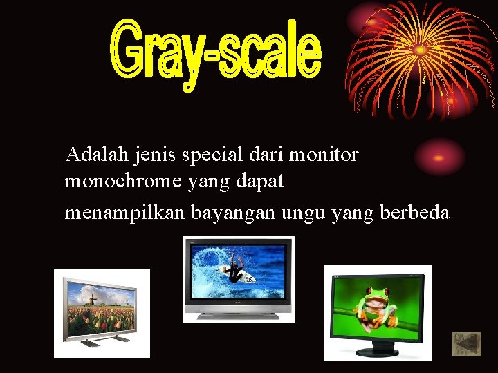 Adalah jenis special dari monitor monochrome yang dapat menampilkan bayangan ungu yang berbeda 