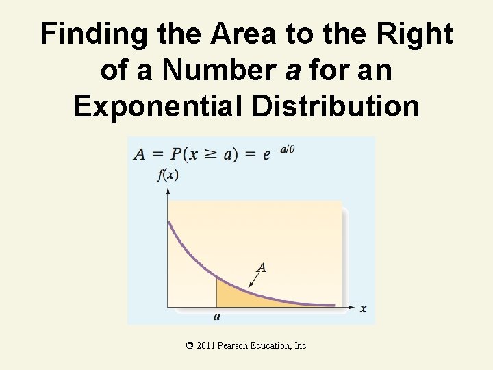 Finding the Area to the Right of a Number a for an Exponential Distribution