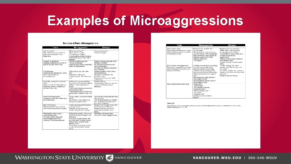 Examples of Microaggressions 