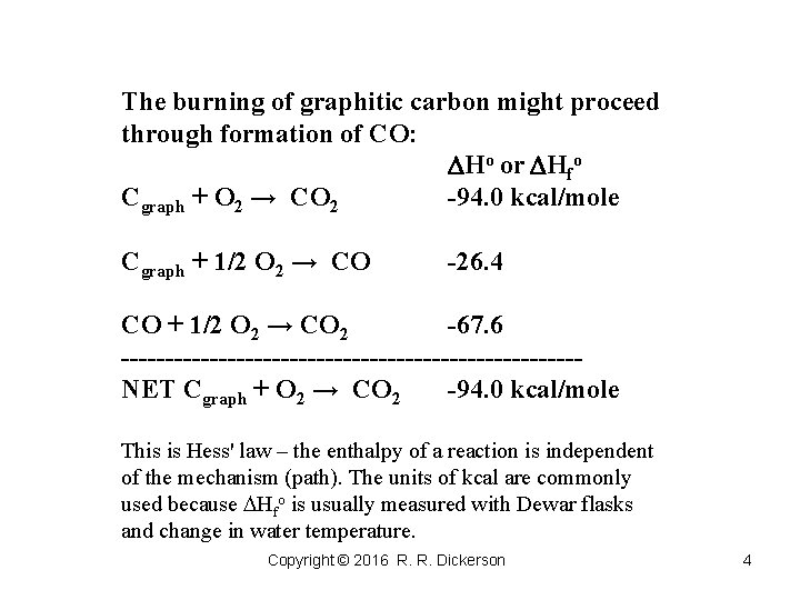 The burning of graphitic carbon might proceed through formation of CO: Ho or Hfo