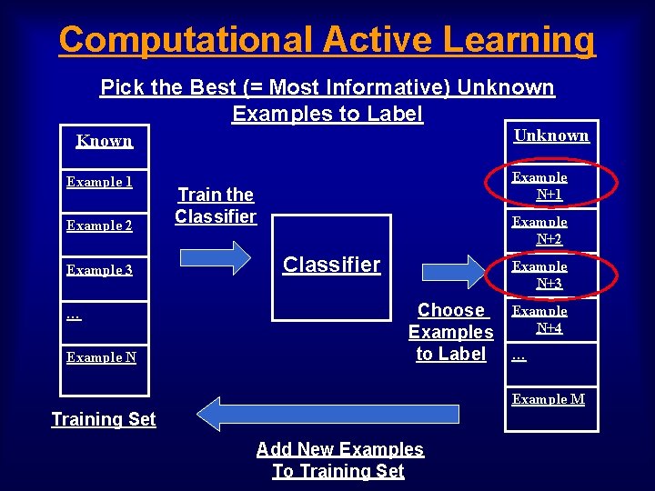 Computational Active Learning Pick the Best (= Most Informative) Unknown Examples to Label Unknown