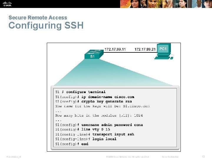 Secure Remote Access Configuring SSH Presentation_ID © 2008 Cisco Systems, Inc. All rights reserved.