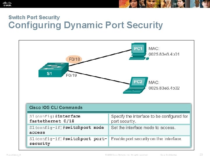 Switch Port Security Configuring Dynamic Port Security Presentation_ID © 2008 Cisco Systems, Inc. All
