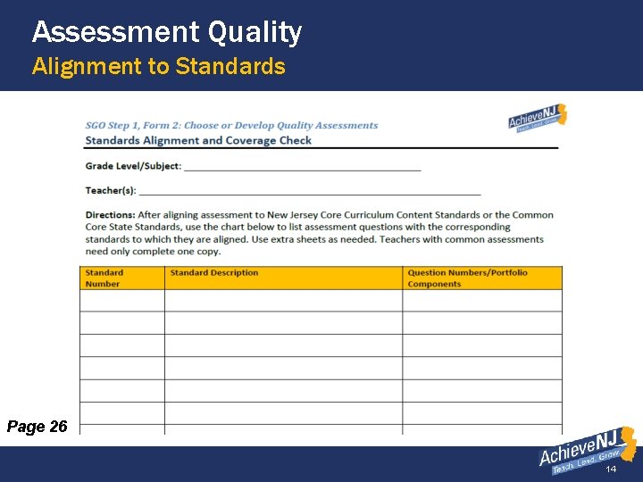 Assessment Quality Alignment to Standards Page 26 14 