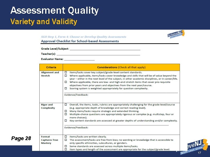 Assessment Quality Variety and Validity Page 28 17 