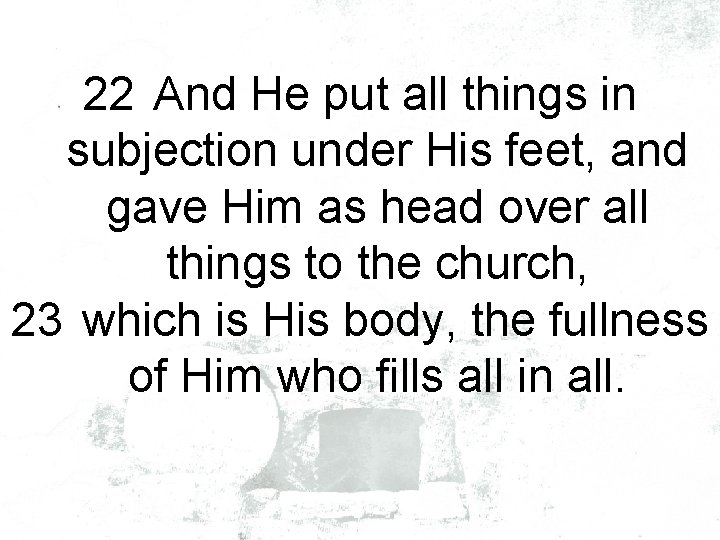 22 And He put all things in subjection under His feet, and gave Him