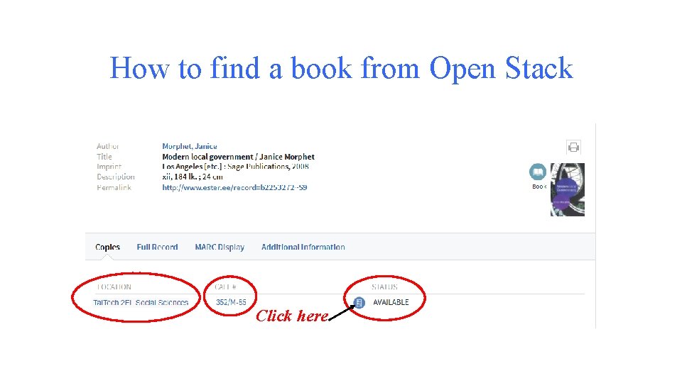 How to find a book from Open Stack Click here 