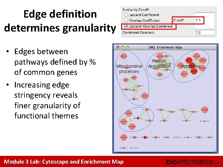 Edge definition determines granularity • Edges between pathways defined by % of common genes