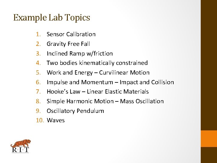 Example Lab Topics 1. 2. 3. 4. 5. 6. 7. 8. 9. 10. Sensor