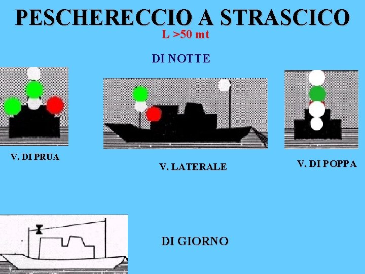 PESCHERECCIO A STRASCICO L >50 mt DI NOTTE V. DI PRUA V. LATERALE DI