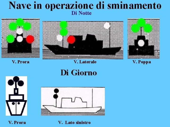 Nave in operazione di sminamento Di Notte V. Prora V. Laterale Di Giorno V.