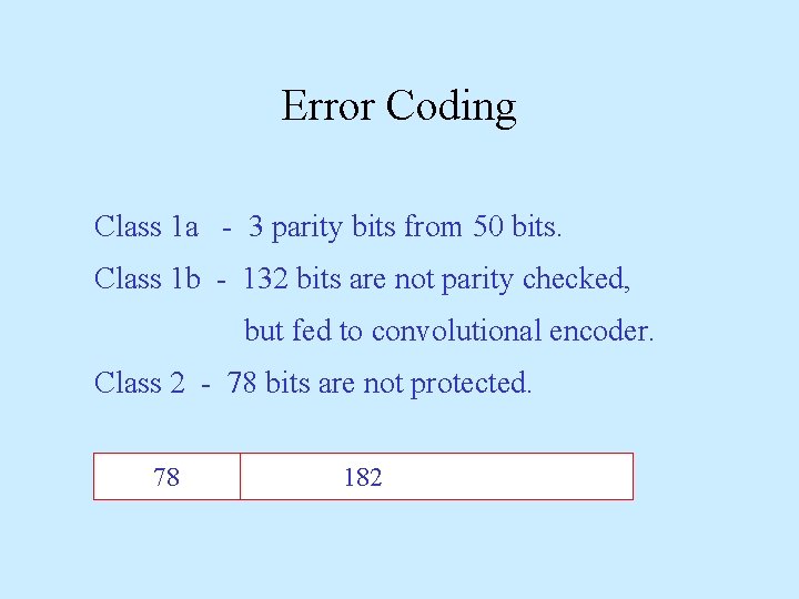 Error Coding Class 1 a - 3 parity bits from 50 bits. Class 1