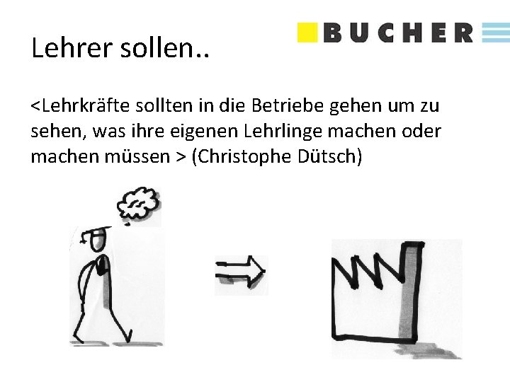 Lehrer sollen. . <Lehrkräfte sollten in die Betriebe gehen um zu sehen, was ihre