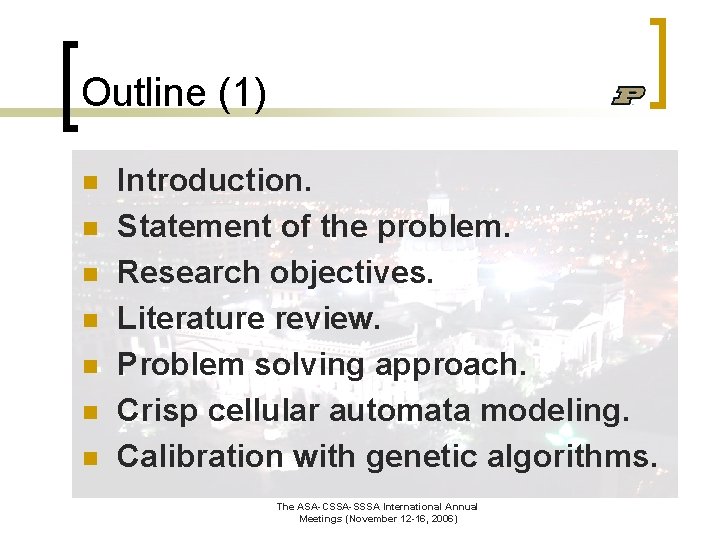 Outline (1) n n n n Introduction. Statement of the problem. Research objectives. Literature