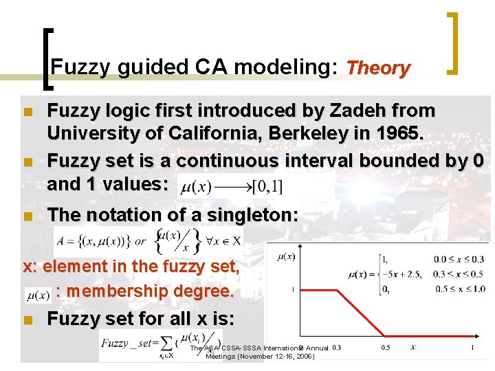 Fuzzy guided CA modeling: Theory n n n Fuzzy logic first introduced by Zadeh