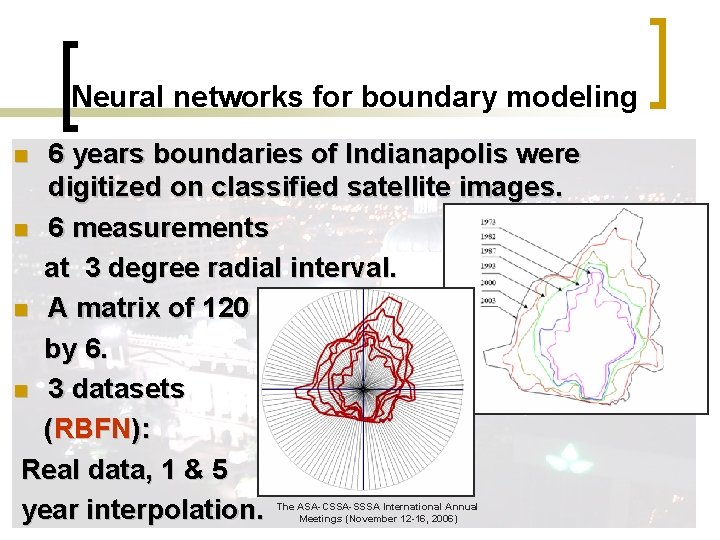 Neural networks for boundary modeling 6 years boundaries of Indianapolis were digitized on classified