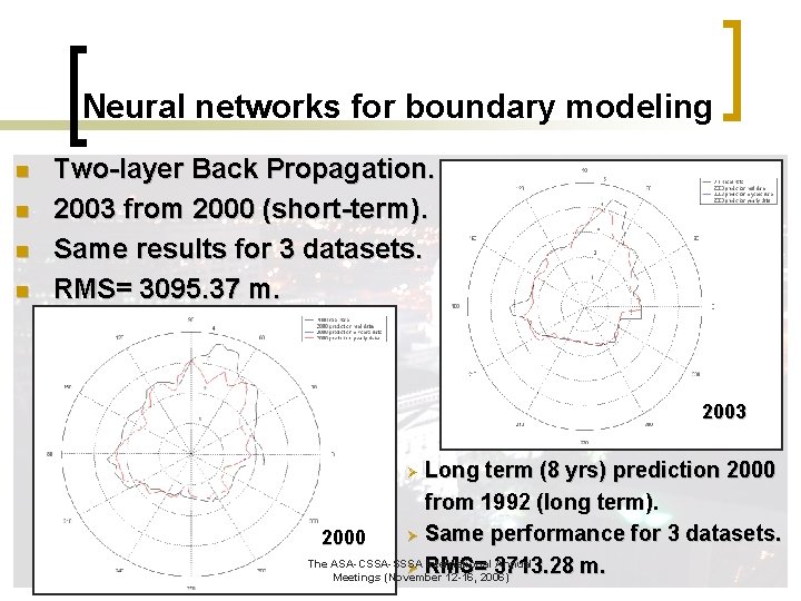 Neural networks for boundary modeling n n Two-layer Back Propagation. 2003 from 2000 (short-term).