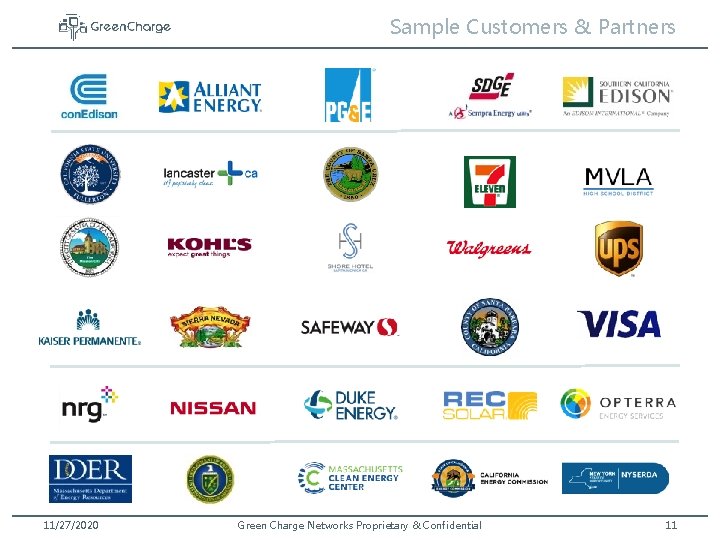 Sample Customers & Partners 11/27/2020 Green Charge Networks Proprietary & Confidential 11 