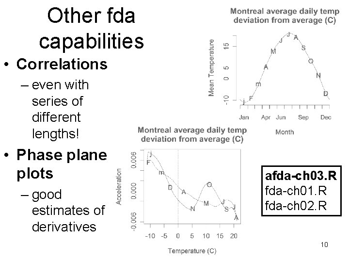 Other fda capabilities • Correlations – even with series of different lengths! • Phase