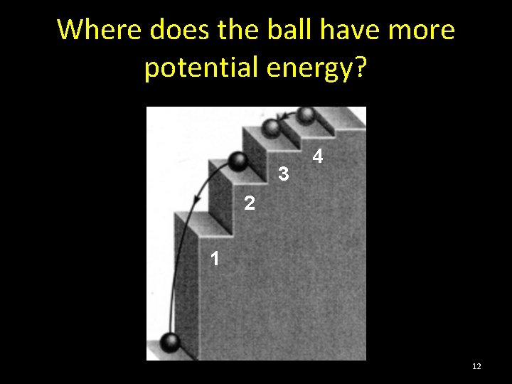 Where does the ball have more potential energy? 3 4 2 1 12 