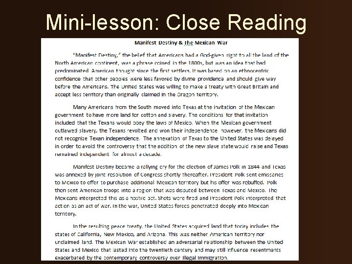 Mini-lesson: Close Reading 