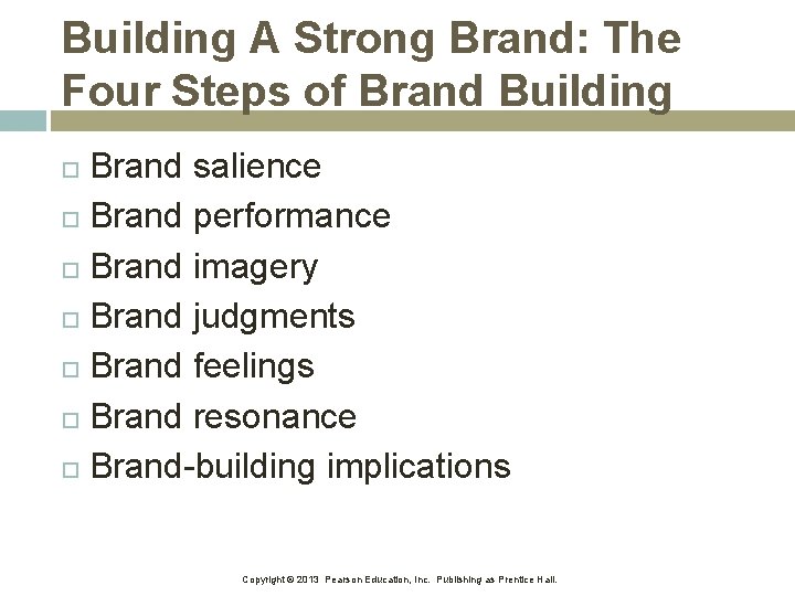 Building A Strong Brand: The Four Steps of Brand Building Brand salience Brand performance Building A Strong Brand: The Four Steps of Brand Building Brand salience Brand performance