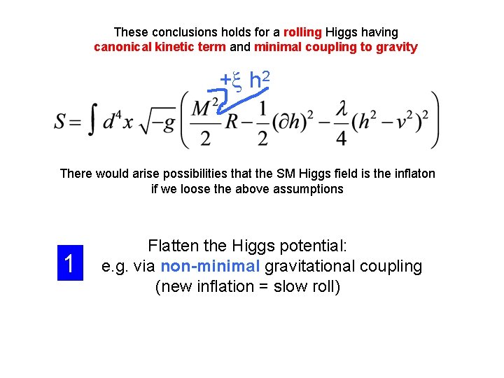 These conclusions holds for a rolling Higgs having canonical kinetic term and minimal coupling