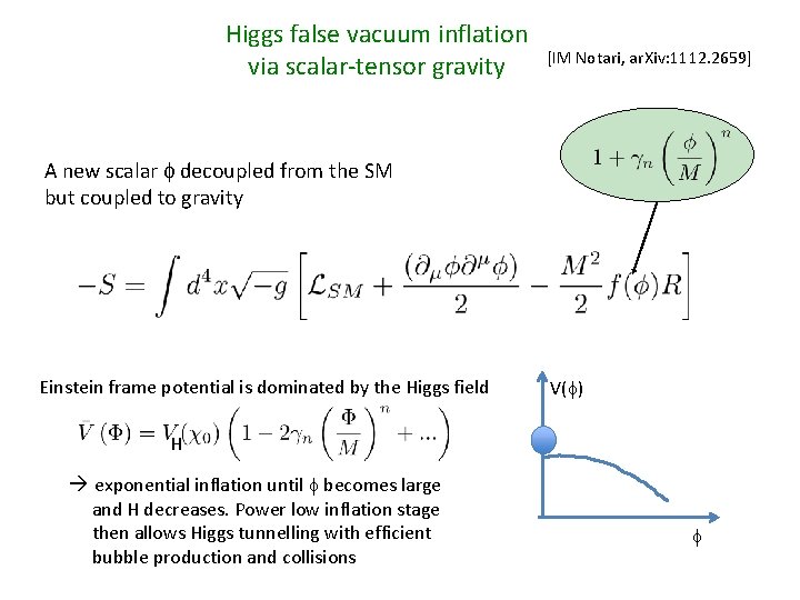 Higgs false vacuum inflation via scalar-tensor gravity [IM Notari, ar. Xiv: 1112. 2659] A