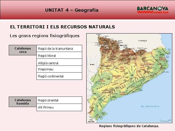 UNITAT 4 – Geografia EL TERRITORI I ELS RECURSOS NATURALS Les grans regions fisiogràfiques