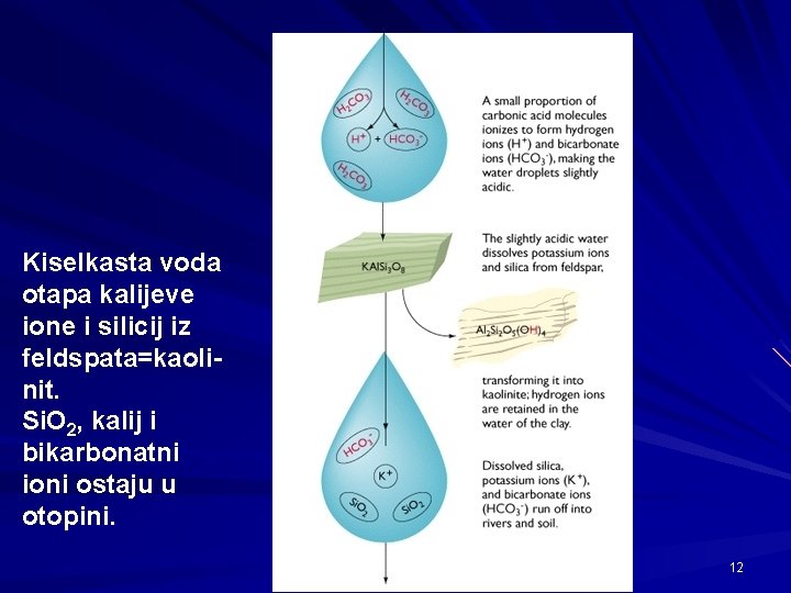 Kiselkasta voda otapa kalijeve ione i silicij iz feldspata=kaolinit. Si. O 2, kalij i