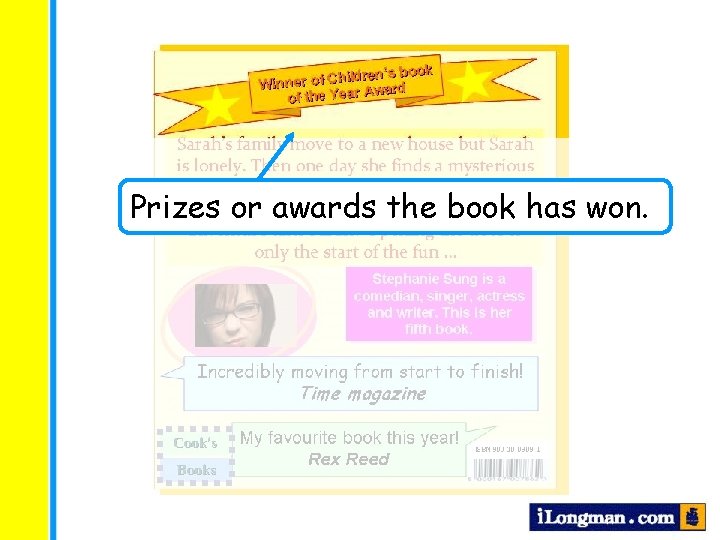 Prizes or awards the book has won. 