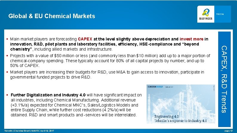 Global & EU Chemical Markets § Projects with a value of $50 million or