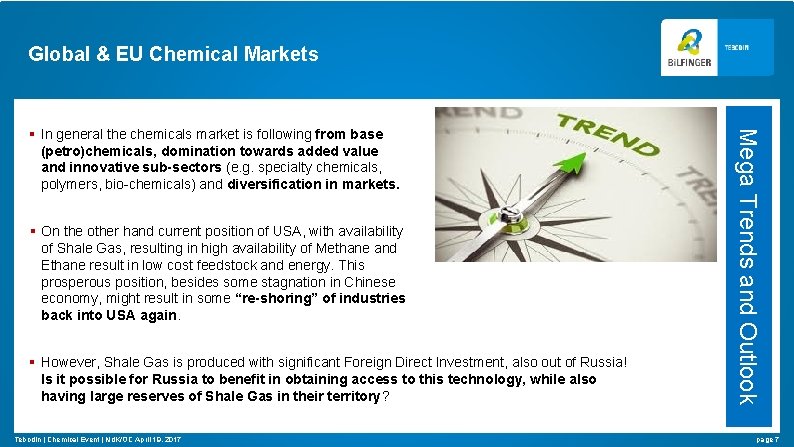 Global & EU Chemical Markets § On the other hand current position of USA,