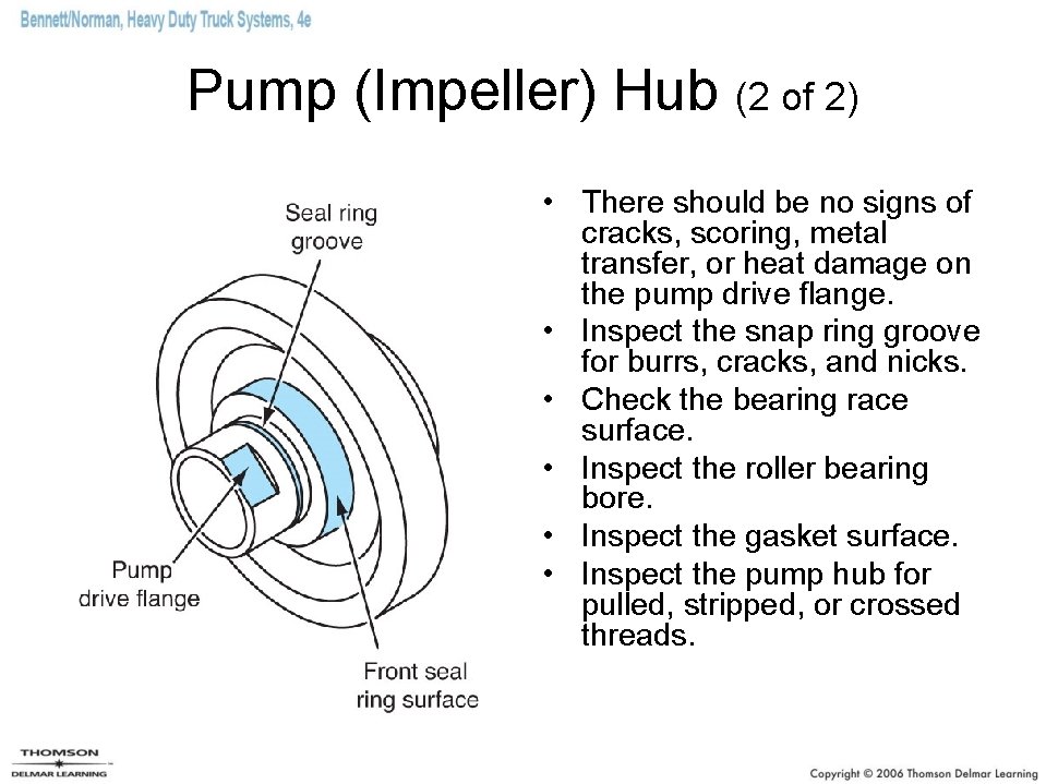 Pump (Impeller) Hub (2 of 2) • There should be no signs of cracks,