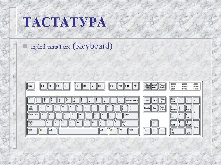 ТАСТАТУРА n Izgled tastaтure (Keyboard) 