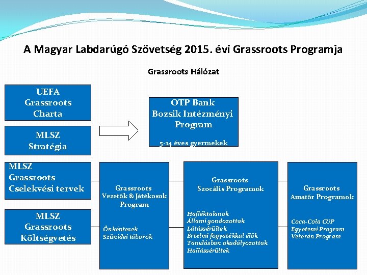 A Magyar Labdarúgó Szövetség 2015. évi Grassroots Programja Grassroots Hálózat UEFA Grassroots Charta OTP