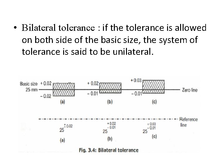  • Bilateral tolerance : if the tolerance is allowed on both side of