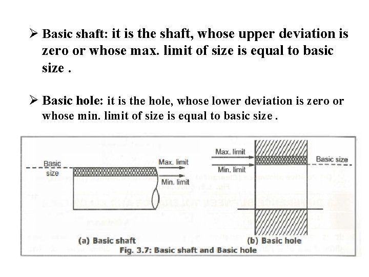 Ø Basic shaft: it is the shaft, whose upper deviation is zero or whose