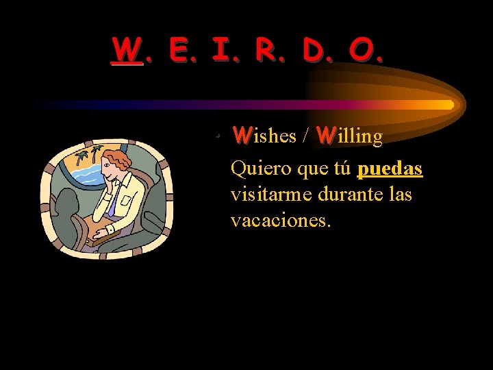 W. E. I. R. D. O. • Wishes / Willing • Quiero que tú