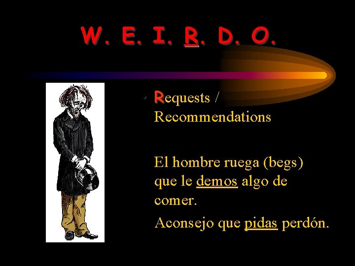 W. E. I. R. D. O. • Requests / Recommendations • El hombre ruega