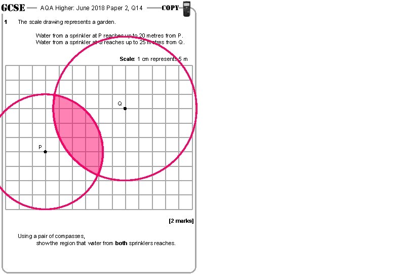 AQA Higher: June 2018 Paper 2, Q 14 1 The scale drawing represents a