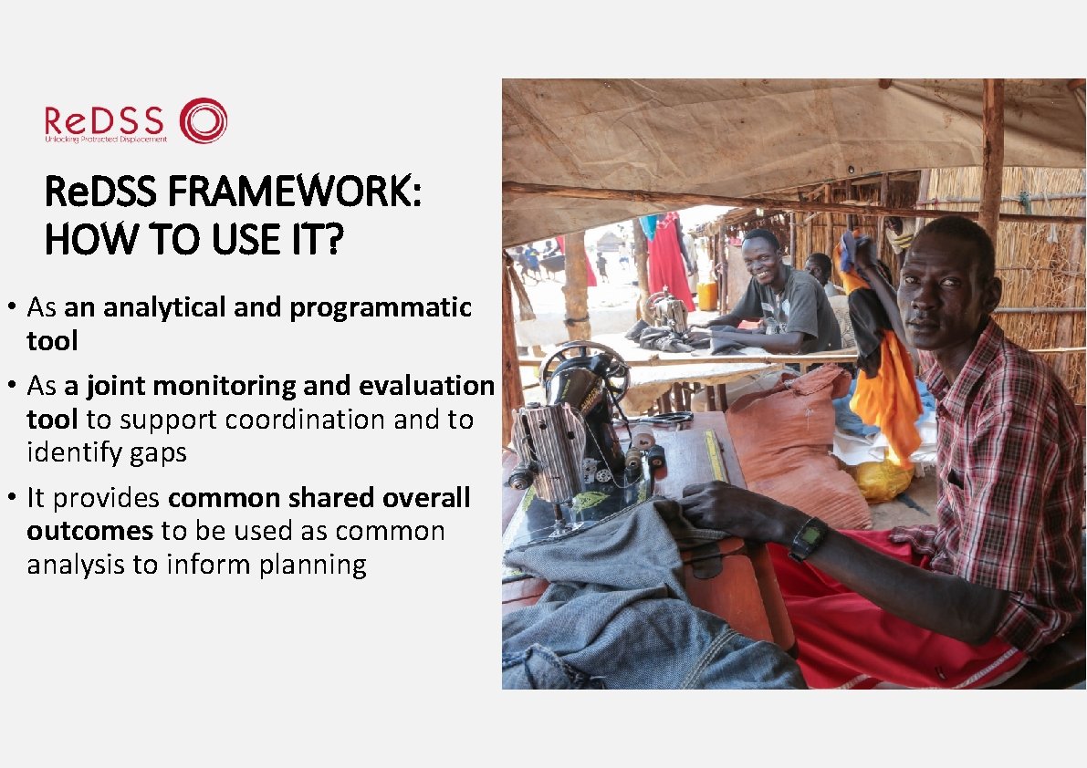 Re. DSS FRAMEWORK: HOW TO USE IT? • As an analytical and programmatic tool