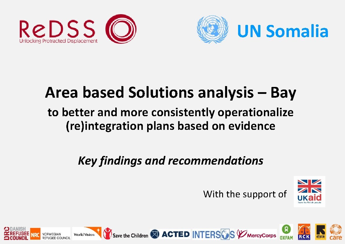 UN Somalia Area based Solutions analysis – Bay to better and more consistently operationalize