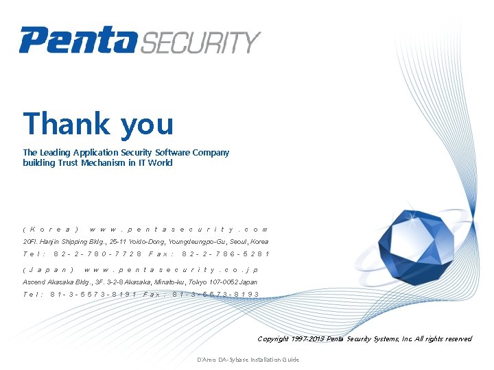 Thank you The Leading Application Security Software Company building Trust Mechanism in IT World
