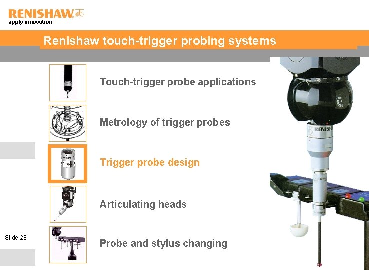 apply innovation Renishaw touch-trigger probing systems Touch-trigger probe applications Metrology of trigger probes Trigger