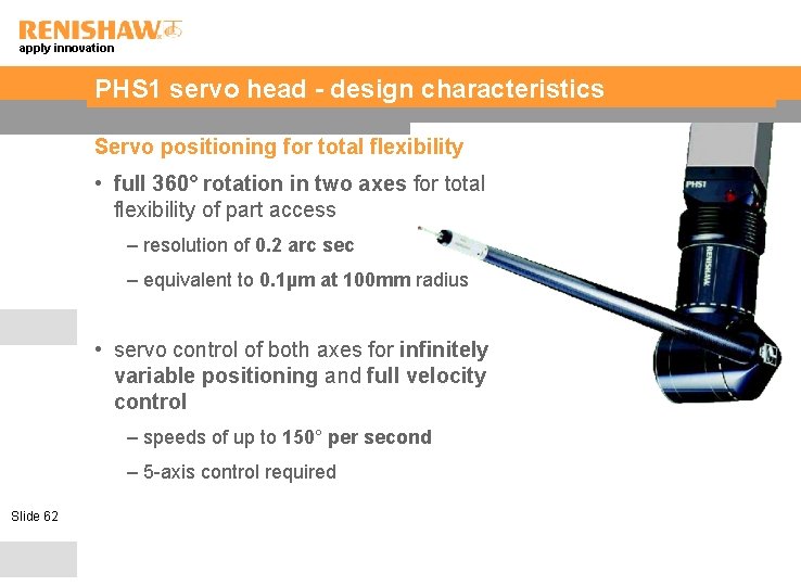 apply innovation PHS 1 servo head - design characteristics Servo positioning for total flexibility
