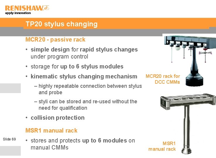 apply innovation TP 20 stylus changing MCR 20 - passive rack • simple design
