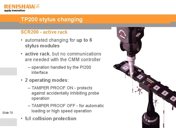 apply innovation TP 200 stylus changing SCR 200 - active rack • automated changing