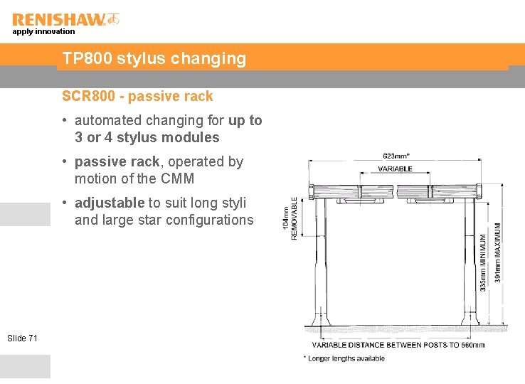 apply innovation TP 800 stylus changing SCR 800 - passive rack • automated changing