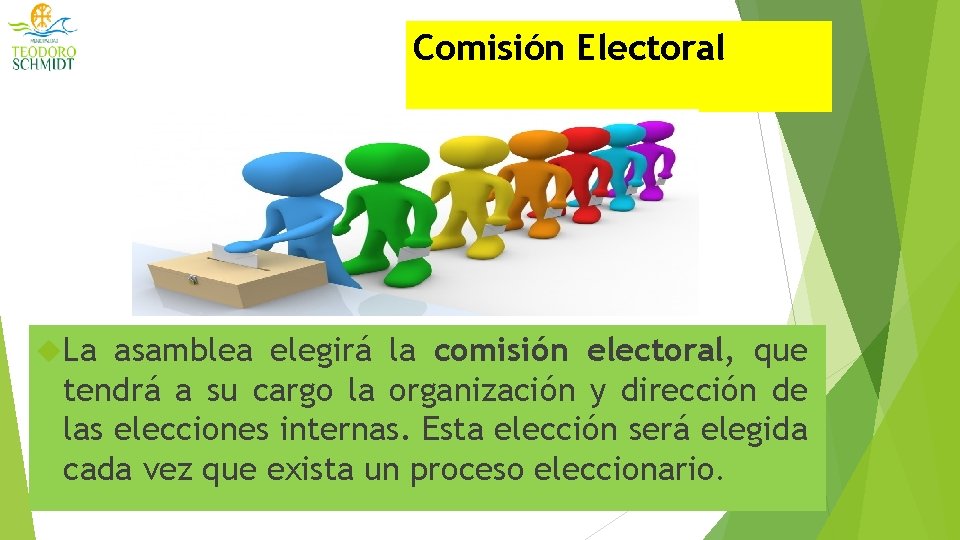 Comisión Electoral La asamblea elegirá la comisión electoral, que tendrá a su cargo la